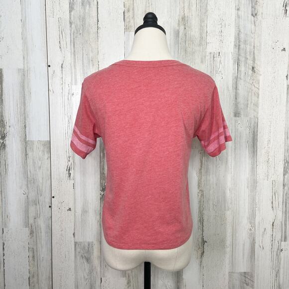 Coca Cola Football Crop Graphic Tee Red Spell Out Casual Athleisure Size S - Picture 5 of 8